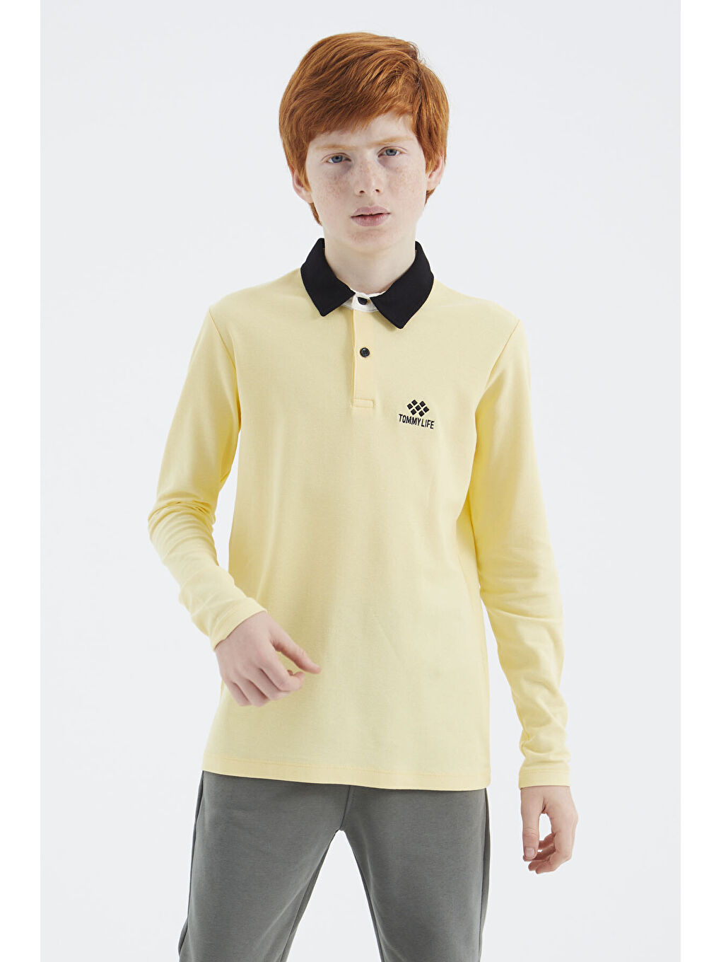 Sarı Polo Yaka Basic Erkek Çocuk Tişört - 11171-1