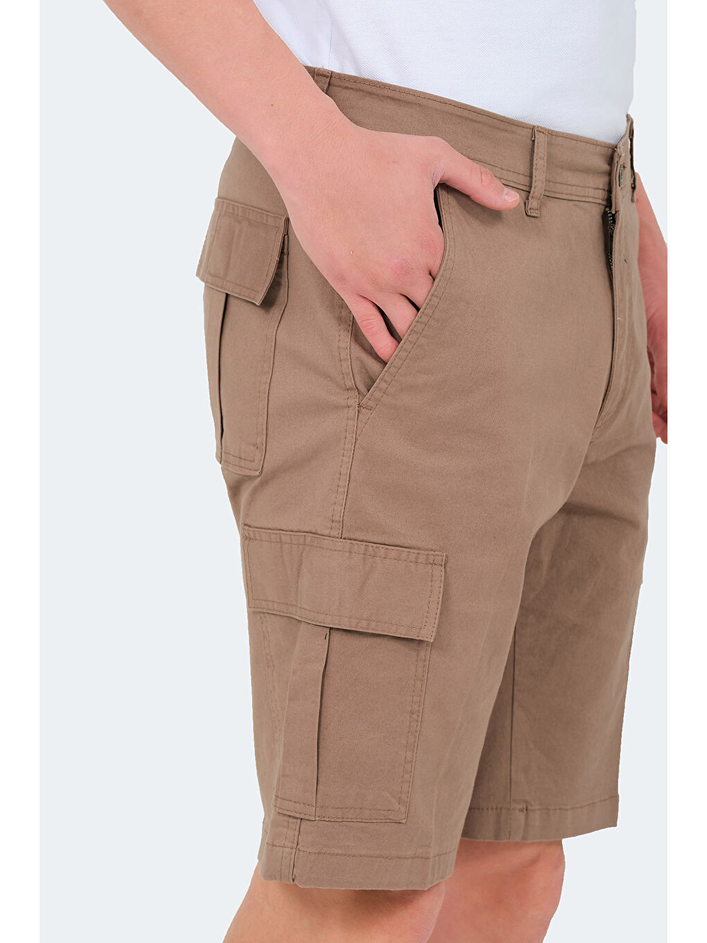 Kahverengi EARNINGS Erkek Cepli Kargo Toprak Şort-3