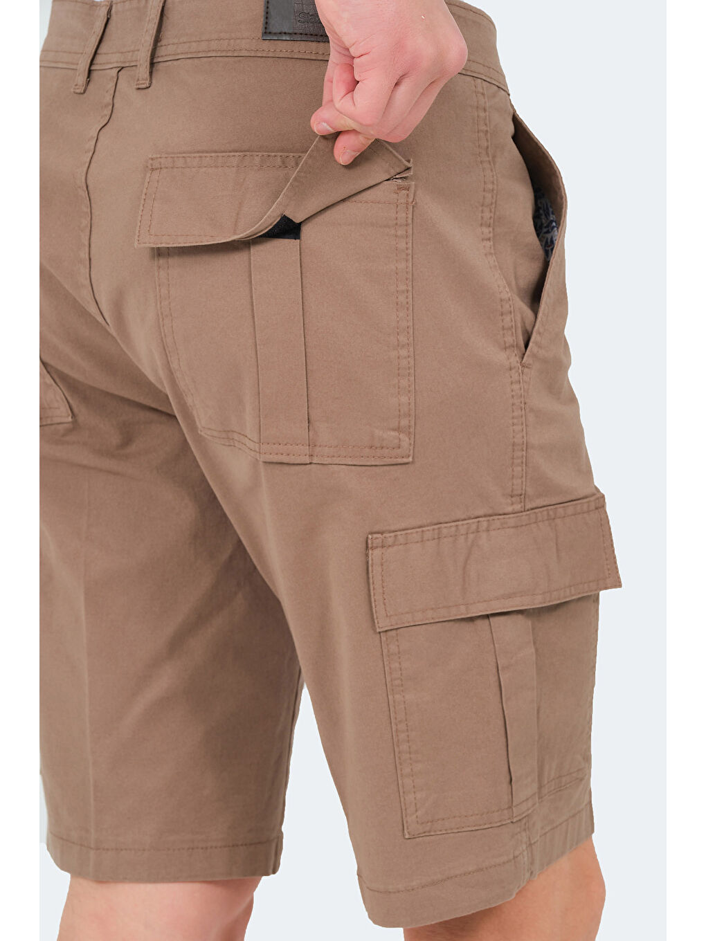 Kahverengi EARNINGS Erkek Cepli Kargo Toprak Şort-4