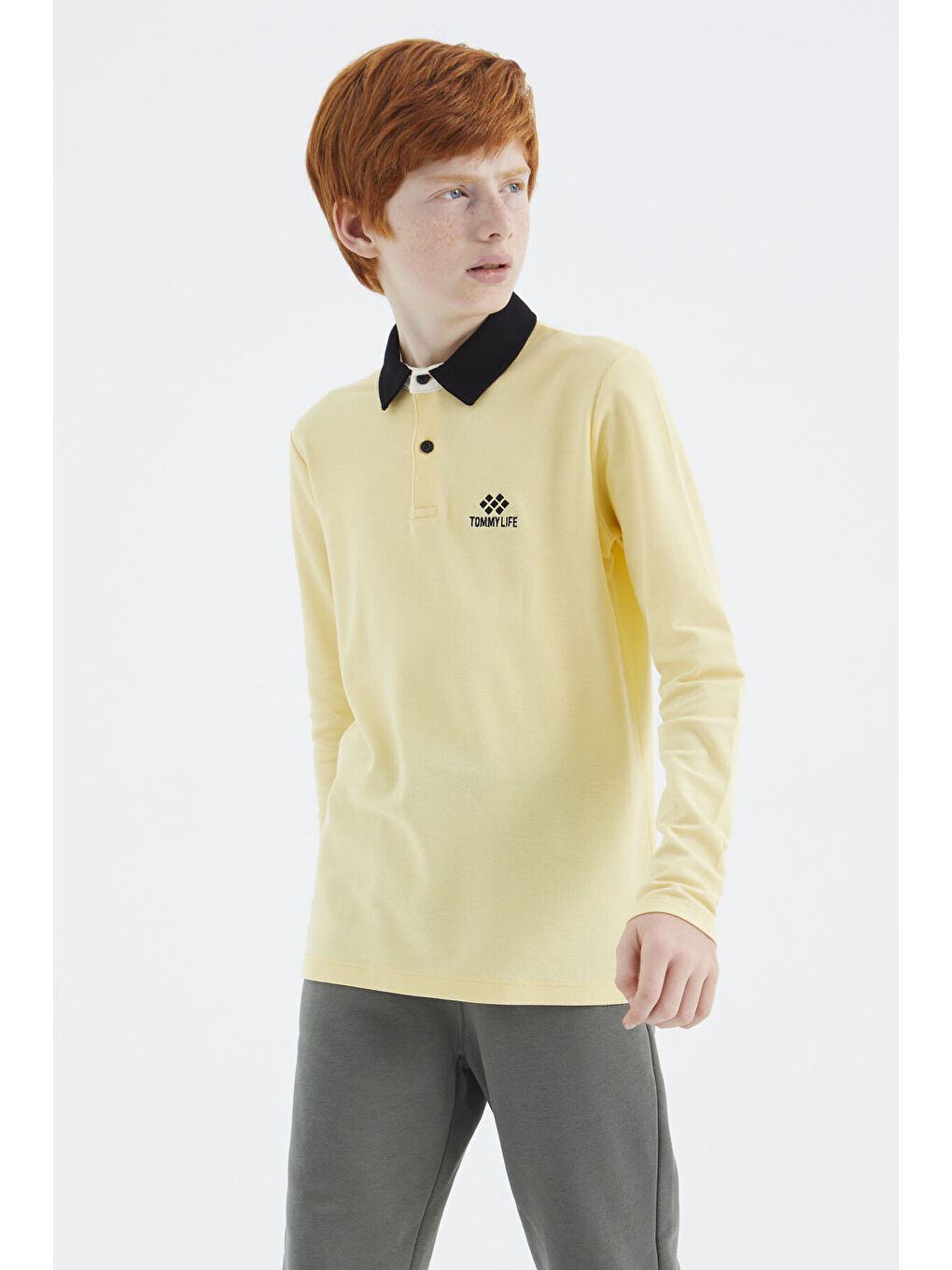 Sarı Polo Yaka Basic Erkek Çocuk Tişört - 11171-3