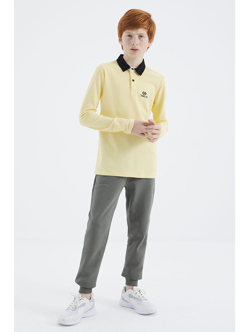 Sarı Polo Yaka Basic Erkek Çocuk Tişört - 11171-4