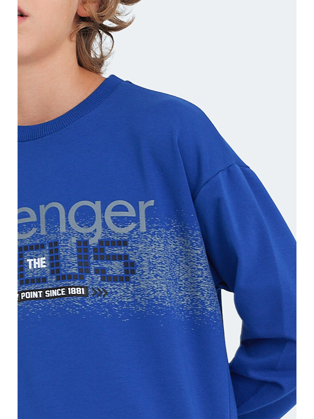 LAST Unisex Çocuk Saks Mavi Sweatshirt-5