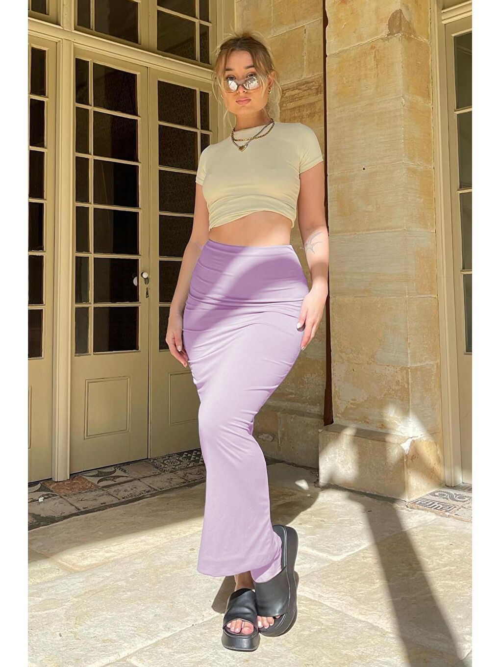 Lila Maxi Basic Etek Mg1890