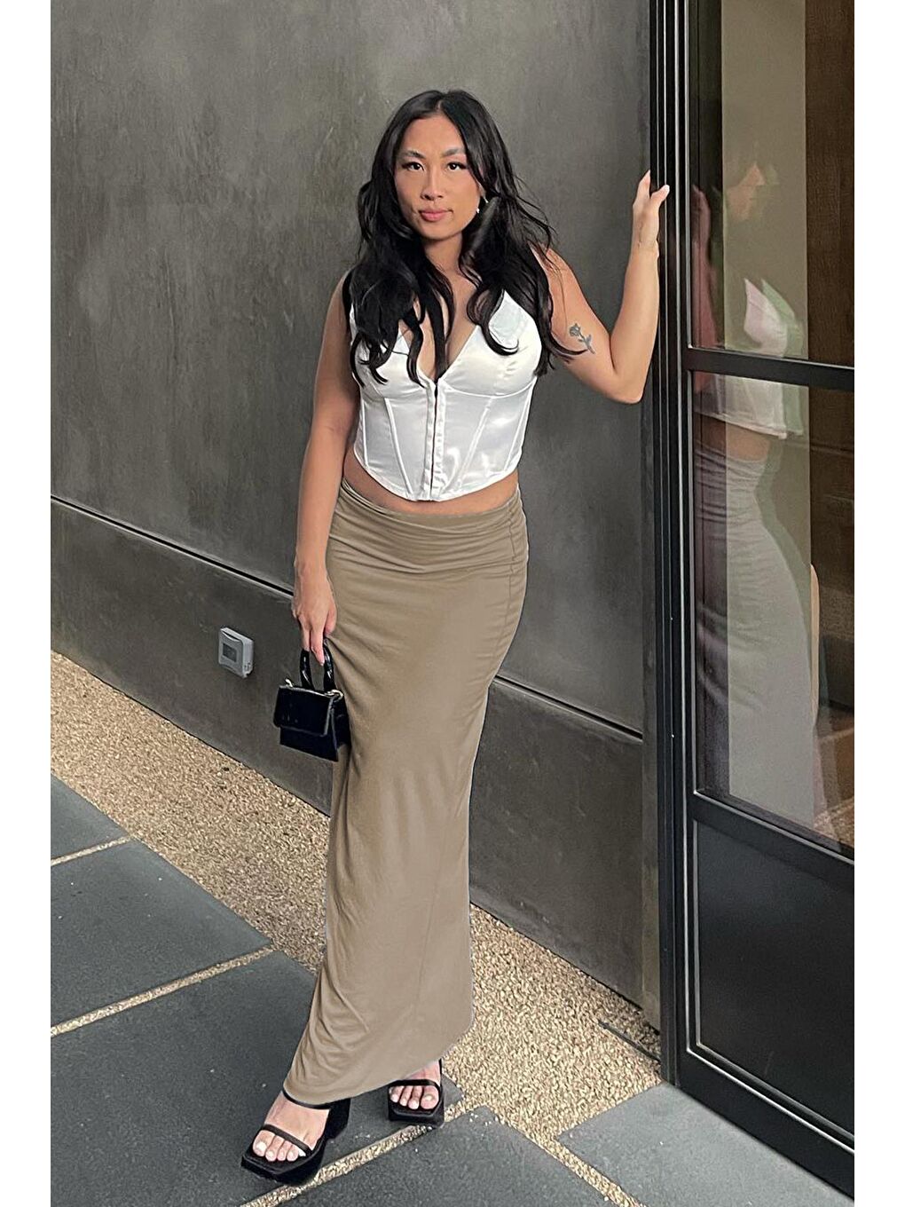 Bej Mavi Maxi Basic Etek Mg1890