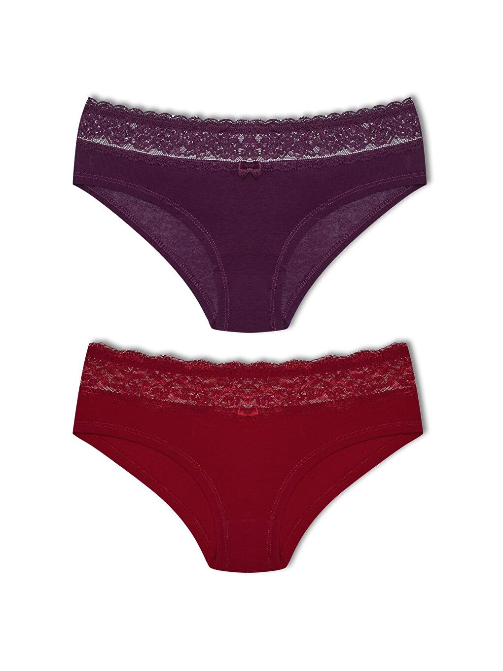 Mor Pamuklu Beli Dantel Detaylı Hipster Kadın Külotu 2'Li