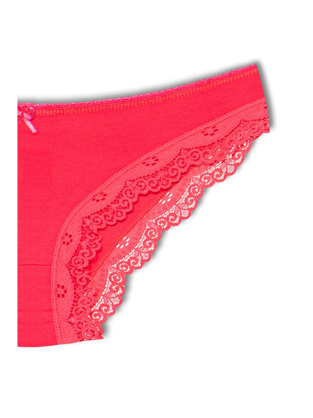 Kırmızı Pamuklu Düşük Bel Paçası Dantel Basic Kadın Külot-1