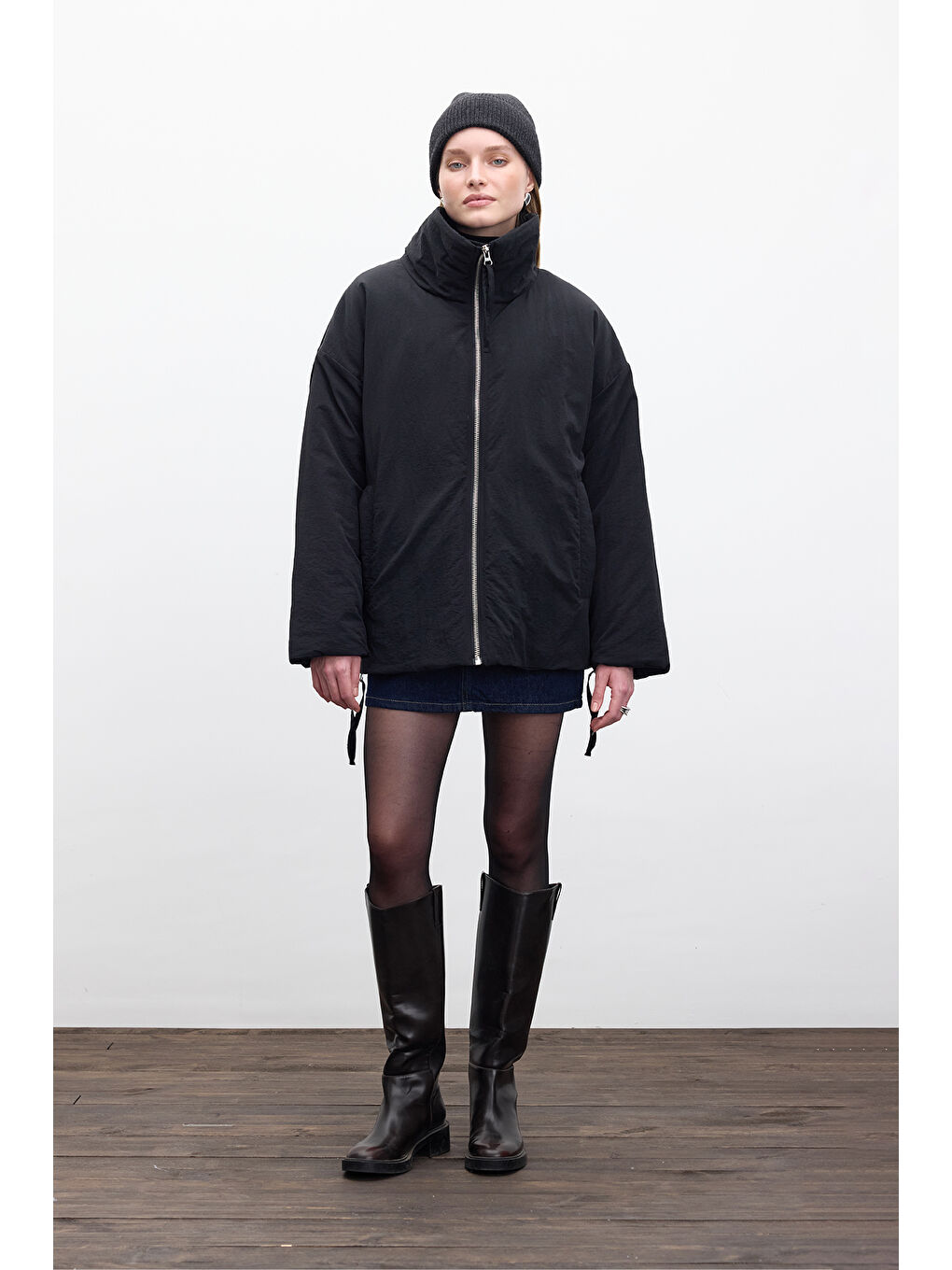 Fermuarlı Mont Siyah-1