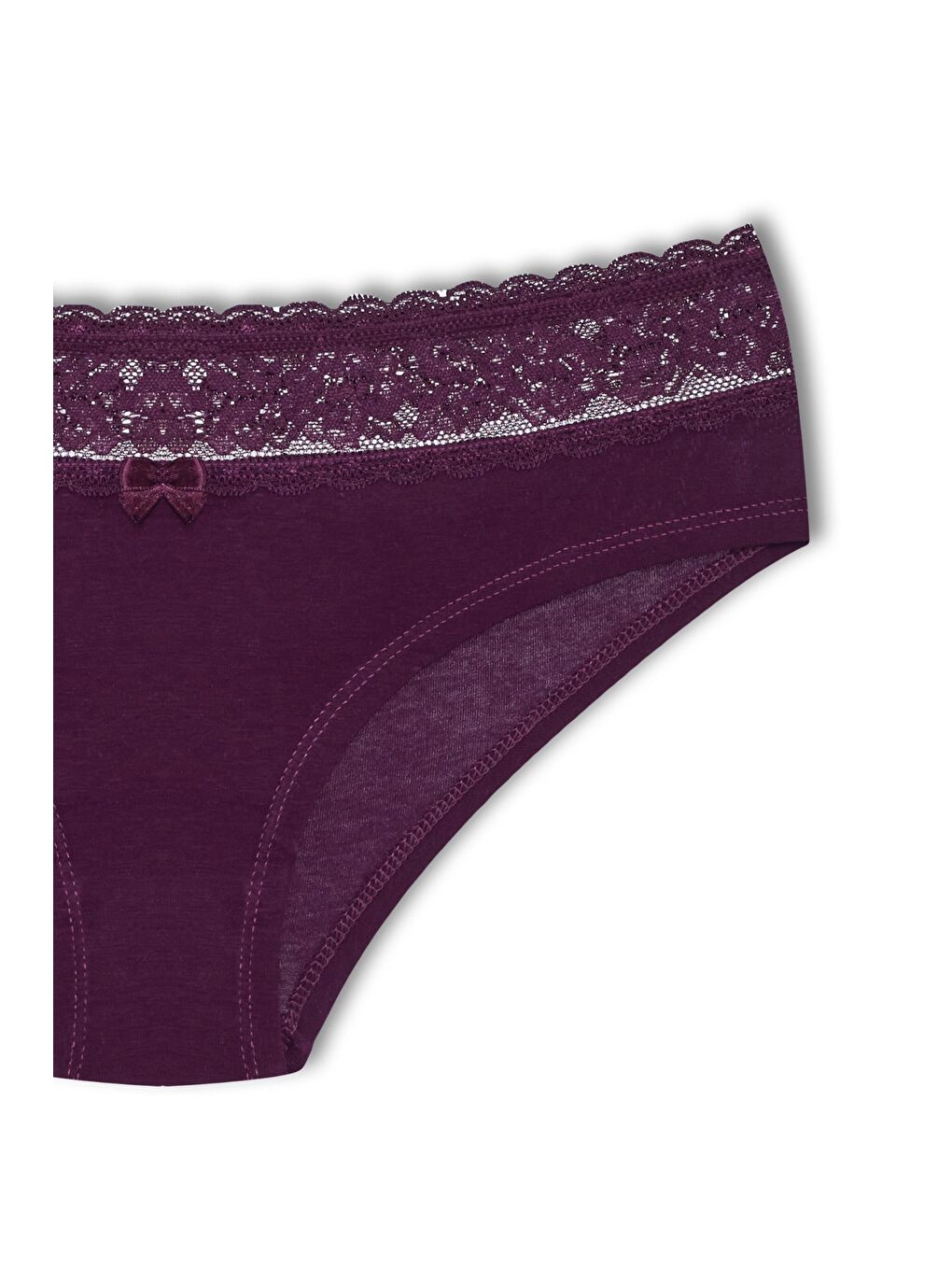 Mor Pamuklu Beli Dantel Detaylı Hipster Kadın Külotu 2'Li-3