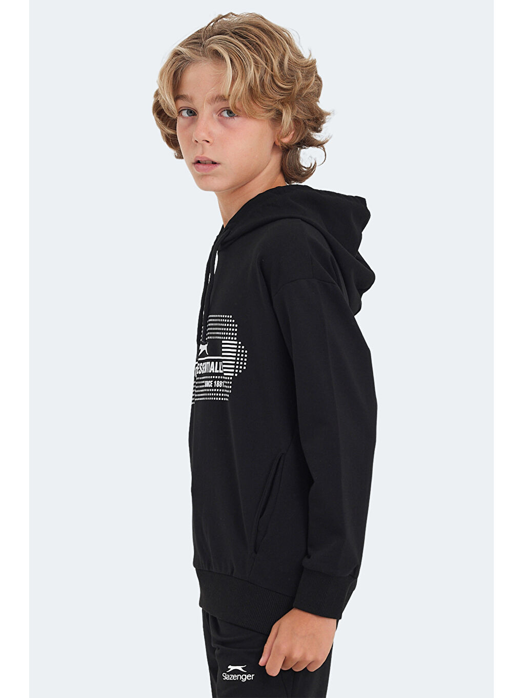 LAYO Unisex Çocuk Kapüşonlu Siyah Sweatshirt-2