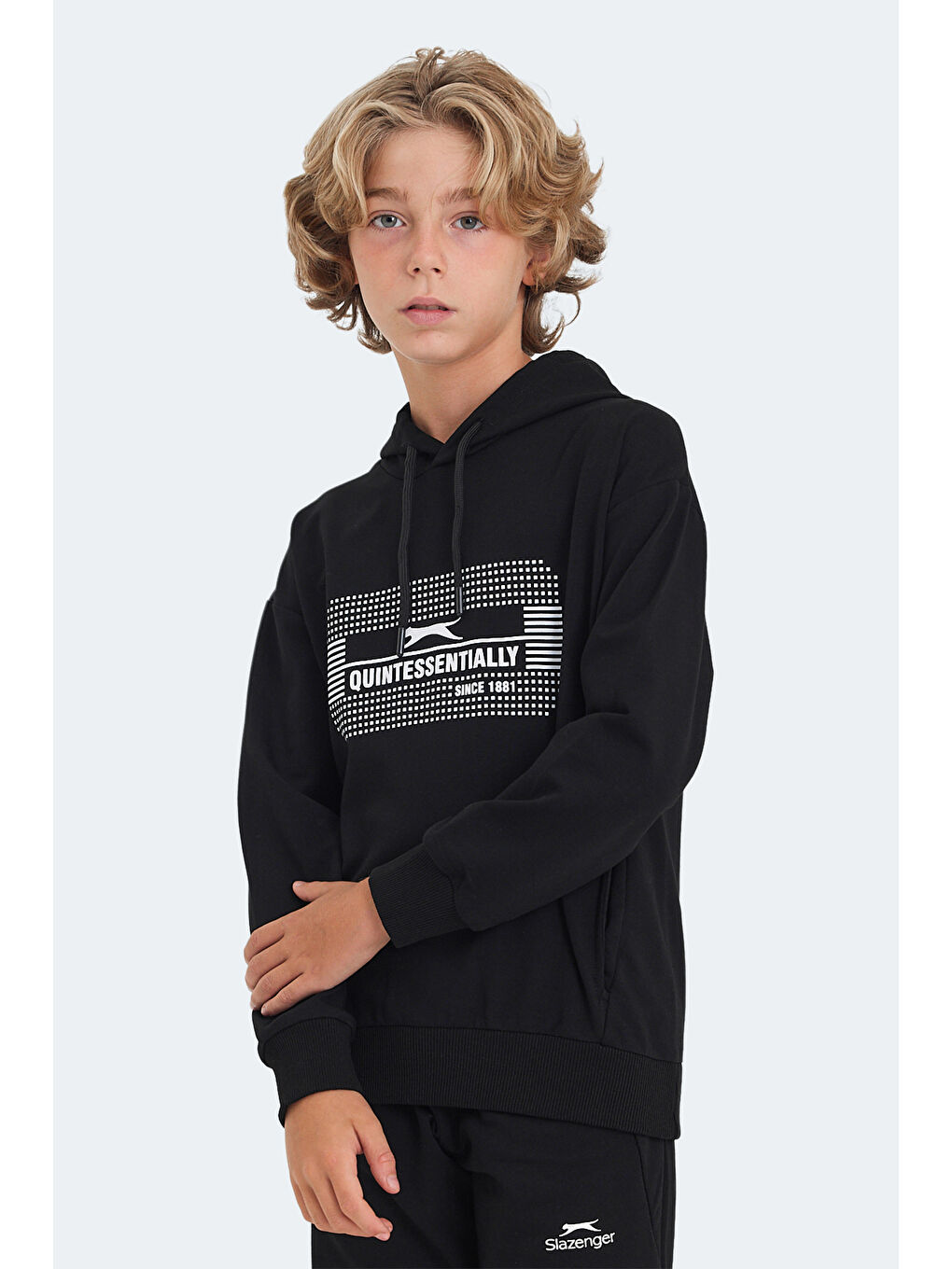 LAYO Unisex Çocuk Kapüşonlu Siyah Sweatshirt-5