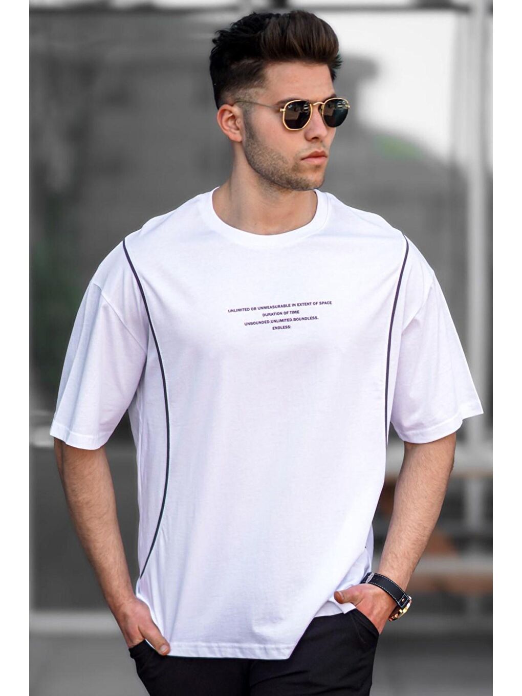 Beyaz Oversize Erkek Tişört 5234