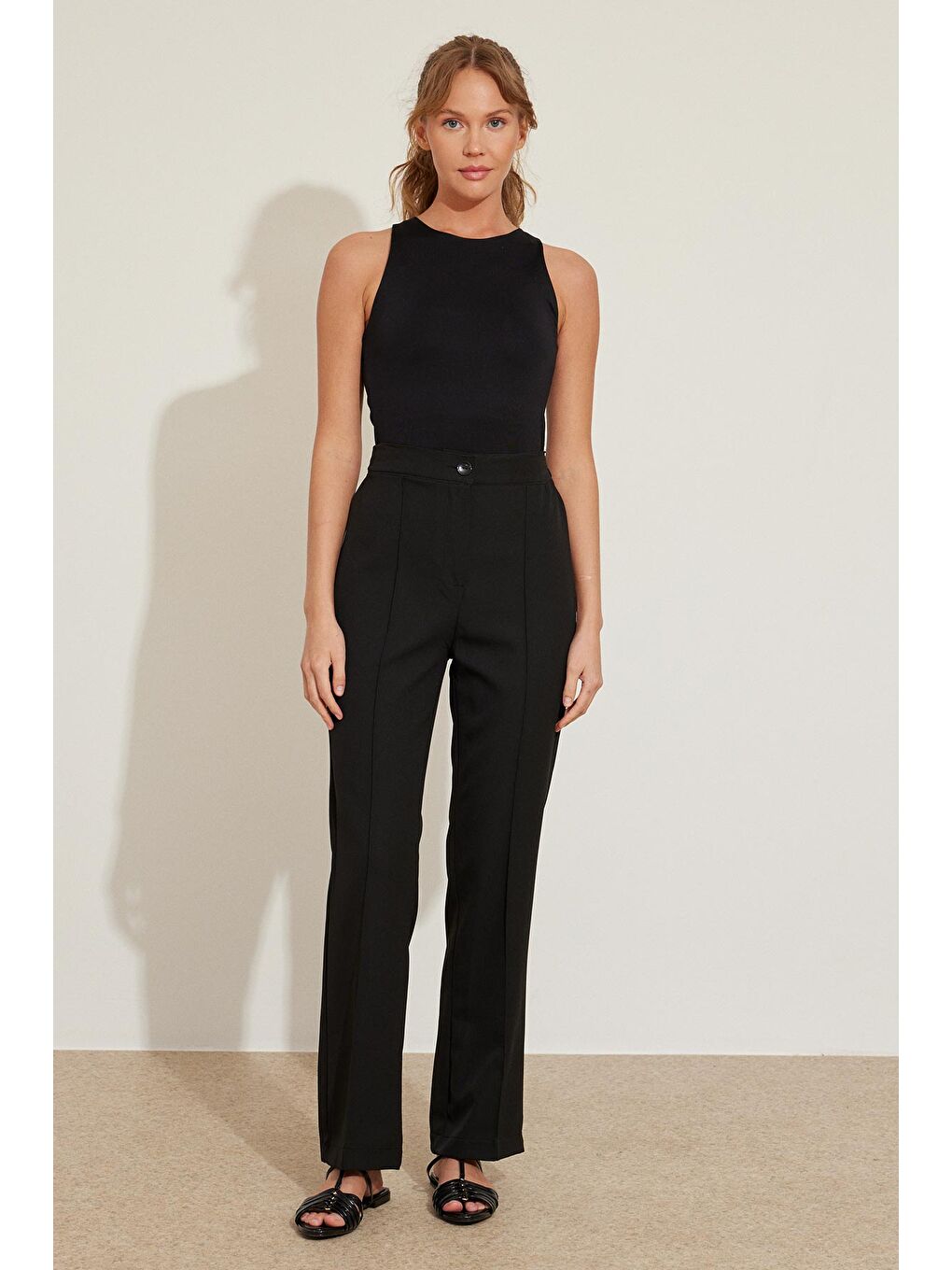 Dikiş Detaylı Pantolon - Siyah