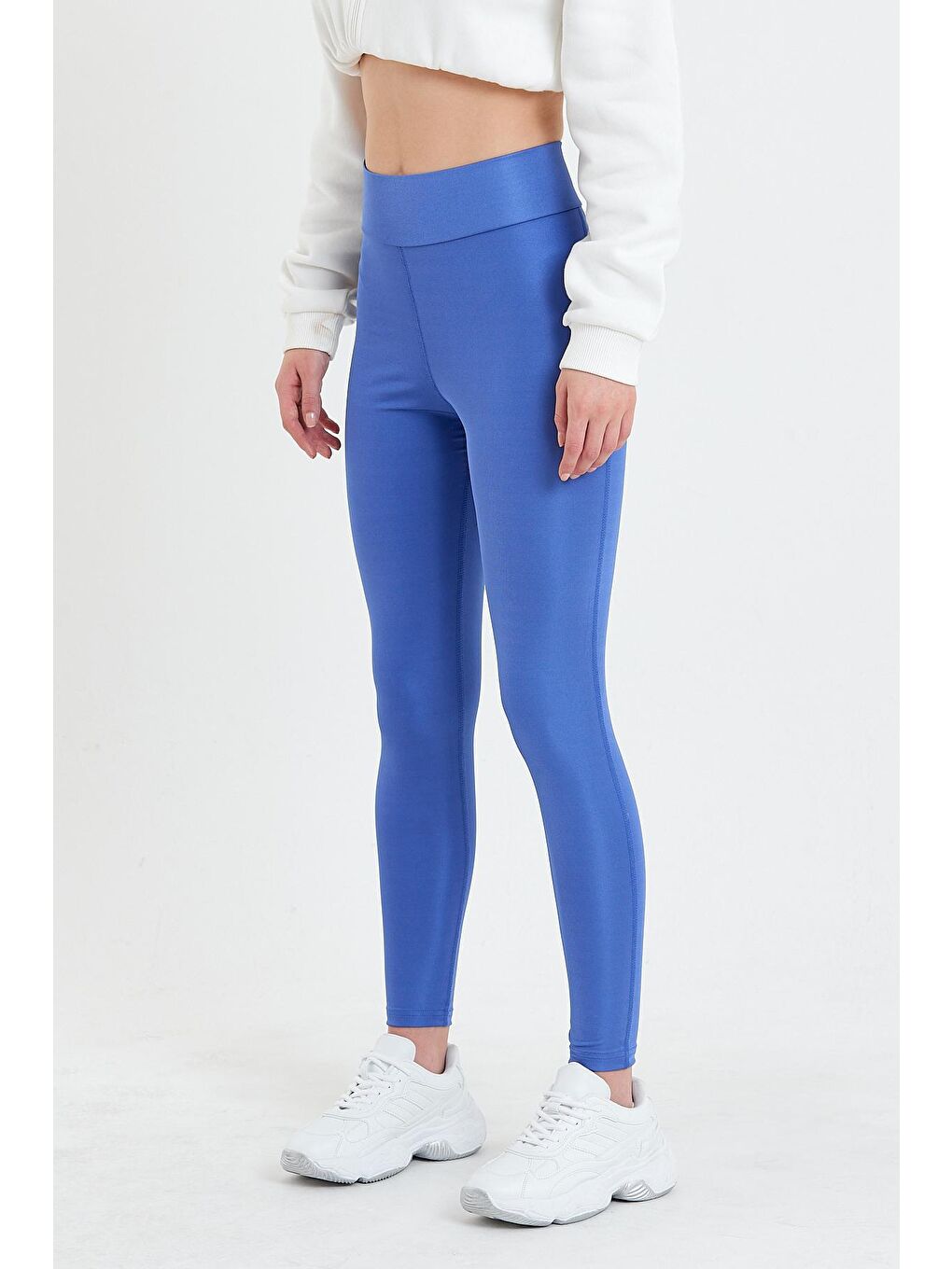 Mavi Yüksek Bel Kadın Tayt-2