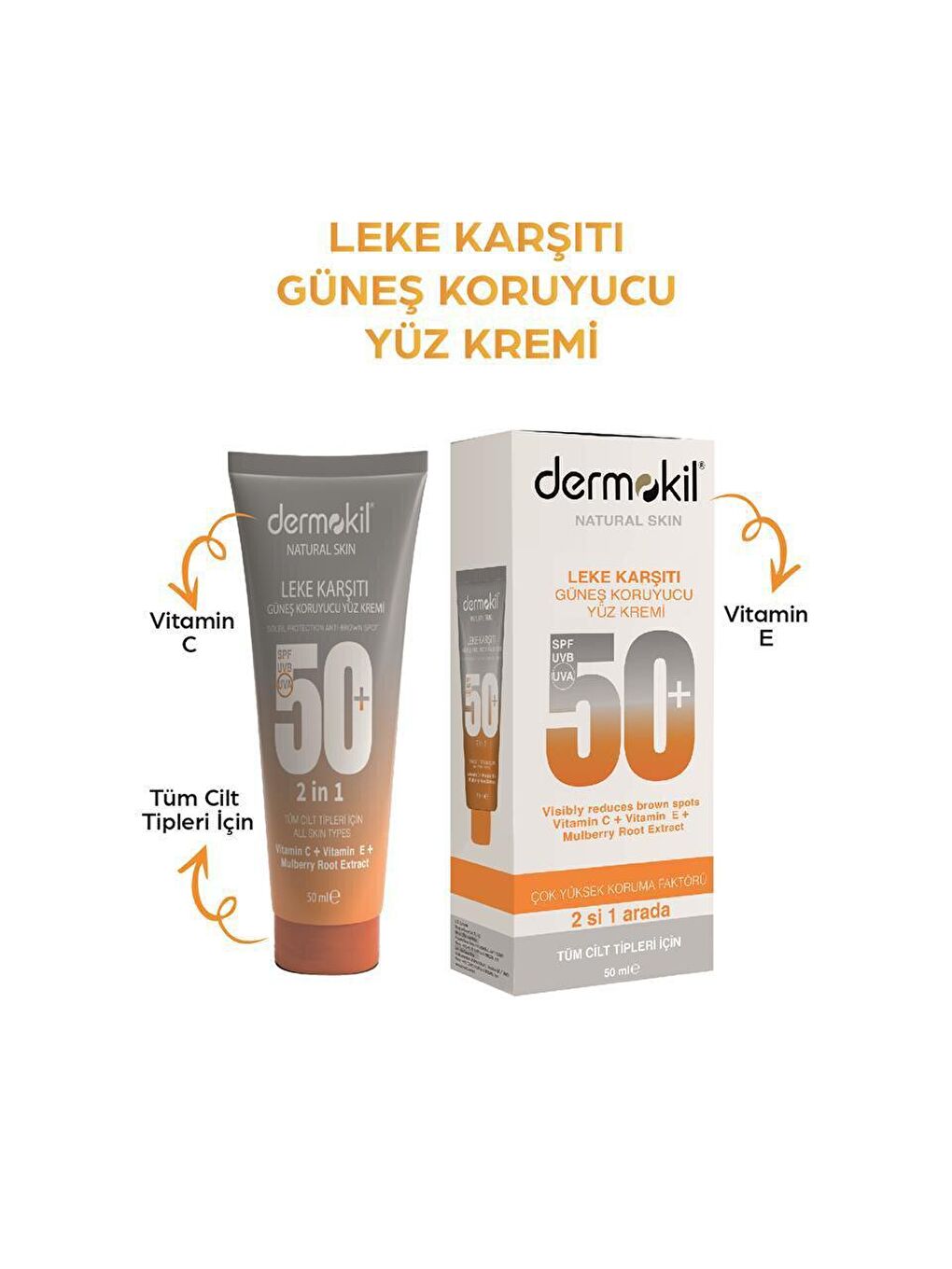 DERMOKIL Bej-Beyaz Leke Karşıtı Güneş Leke Kremi SPF 50+ 50 ml - 1