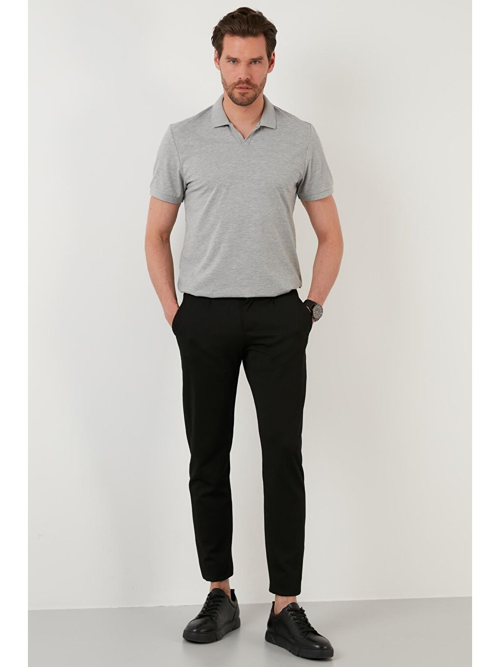 Buratti Gri Slim Fit Pamuklu Polo Tişört 5902141 - 3