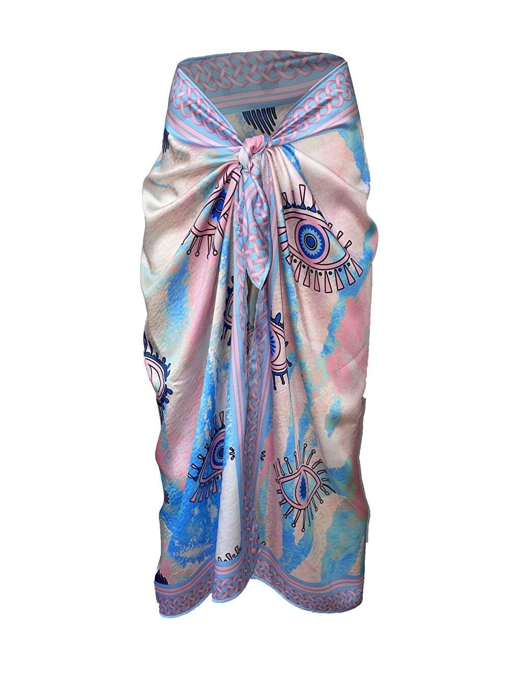 Pembe ELENA Batık Eyes Saten Pareo 145*95 (İç göstermez)-1
