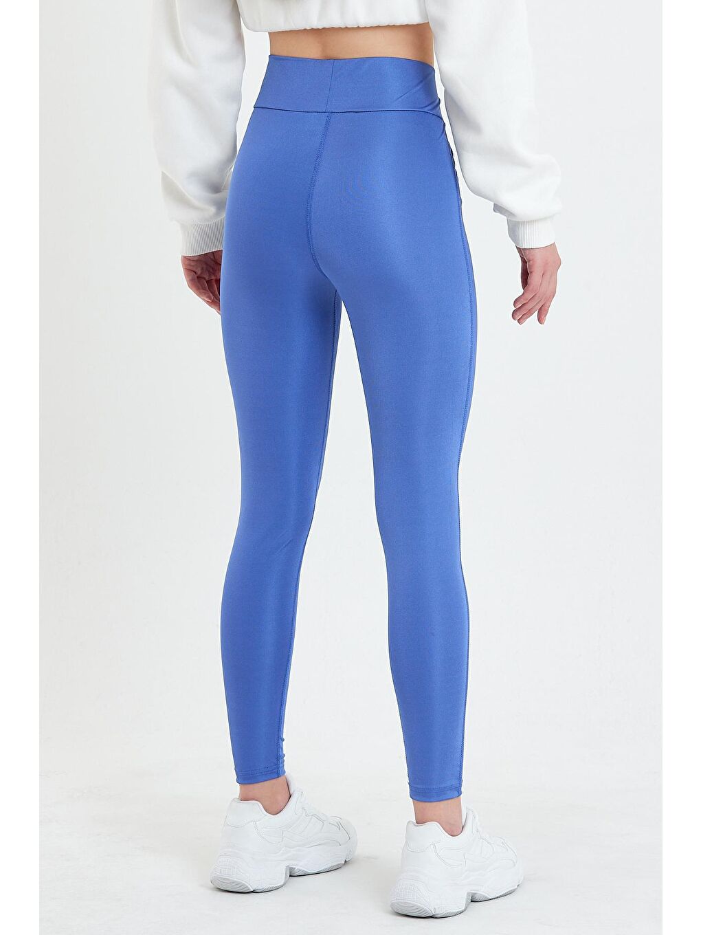 Mavi Yüksek Bel Kadın Tayt-4