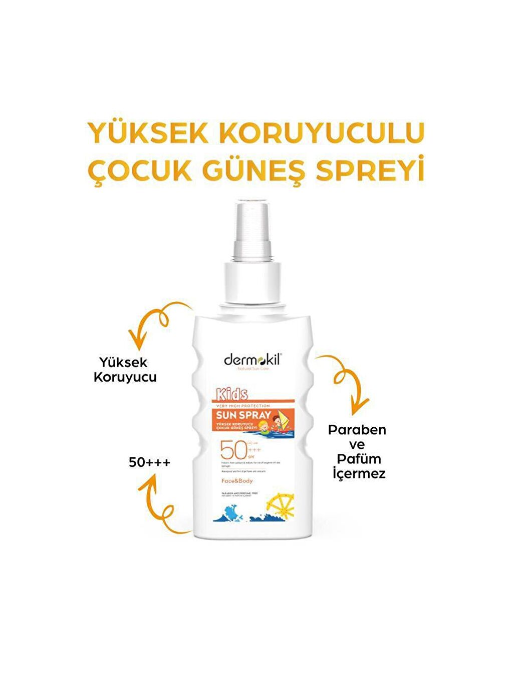 DERMOKIL Beyaz-Neonpembe Yüksek Koruyuculu Çocuk Güneş Spreyi 200 ml - 1