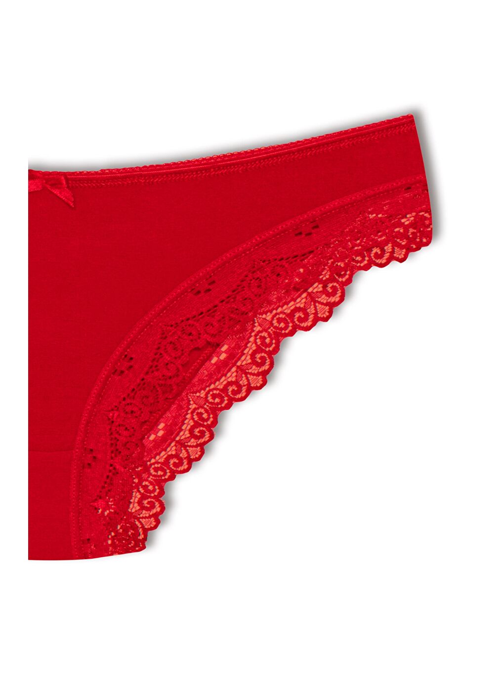 Kırmızı Pamuklu Düşük Bel Paçası Dantel Basic Kadın Külot-1