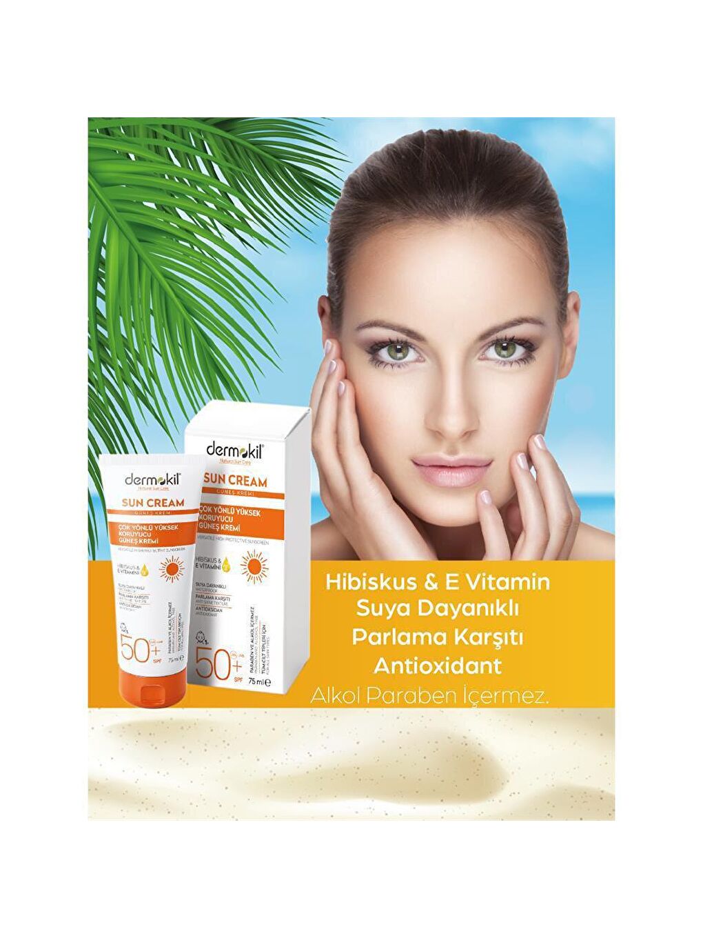 DERMOKIL Bej-Beyaz Sun Cream Çok Yönlü Yüksek Koruyucu Güneş Kremi SPF 50+ 75 ml - 2