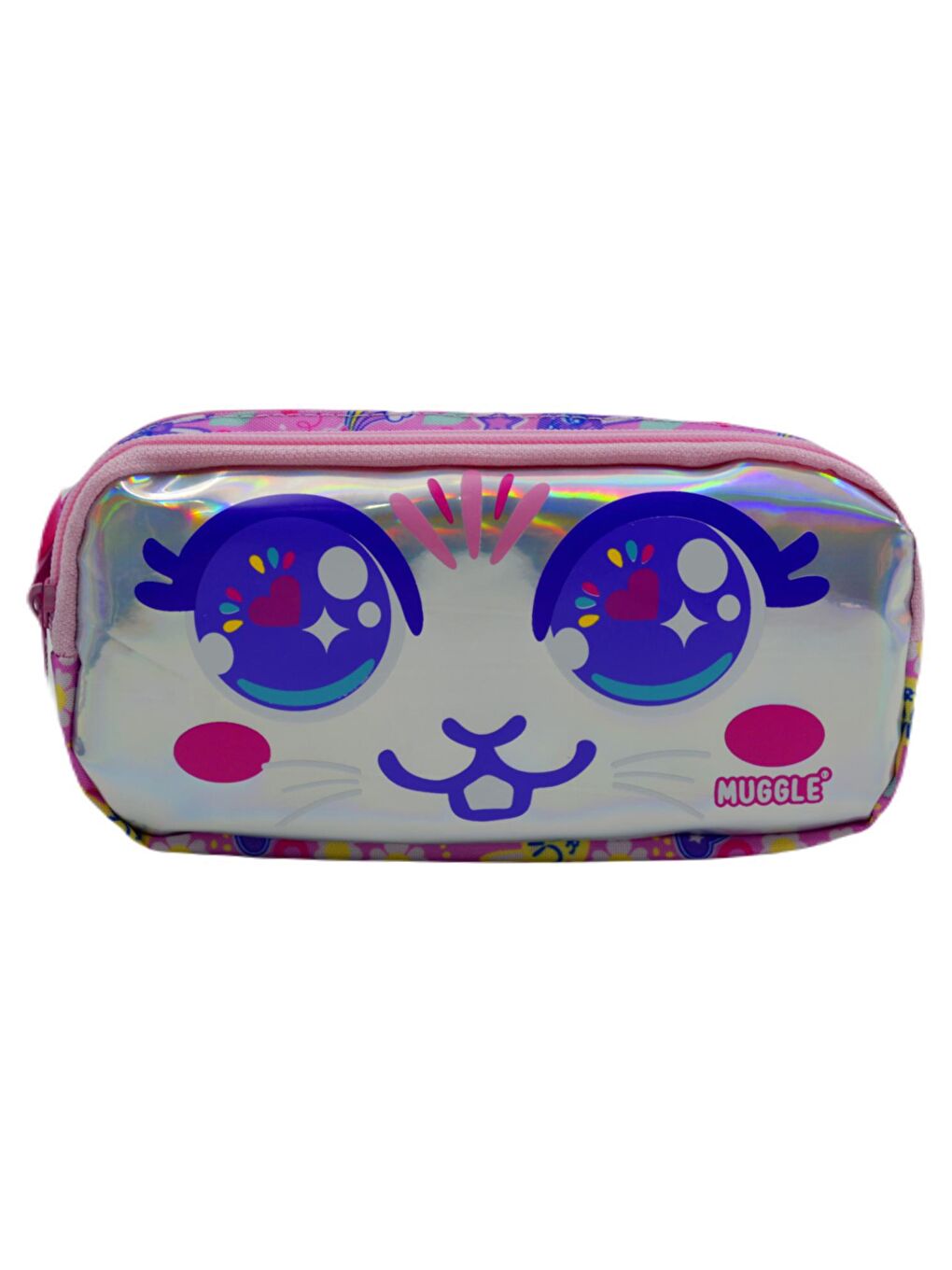 Bunny Pembe 2 Gözlü Kalemlik Çantası (MU-7709)