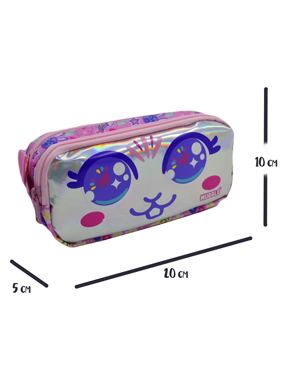 Bunny Pembe 2 Gözlü Kalemlik Çantası (MU-7709)-1