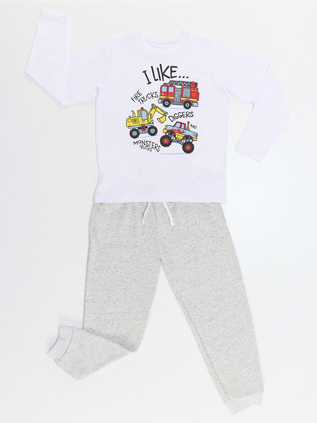 Denokids Karışık İnşaat Araçları Erkek Çocuk T-shirt Pantolon Takım - 2