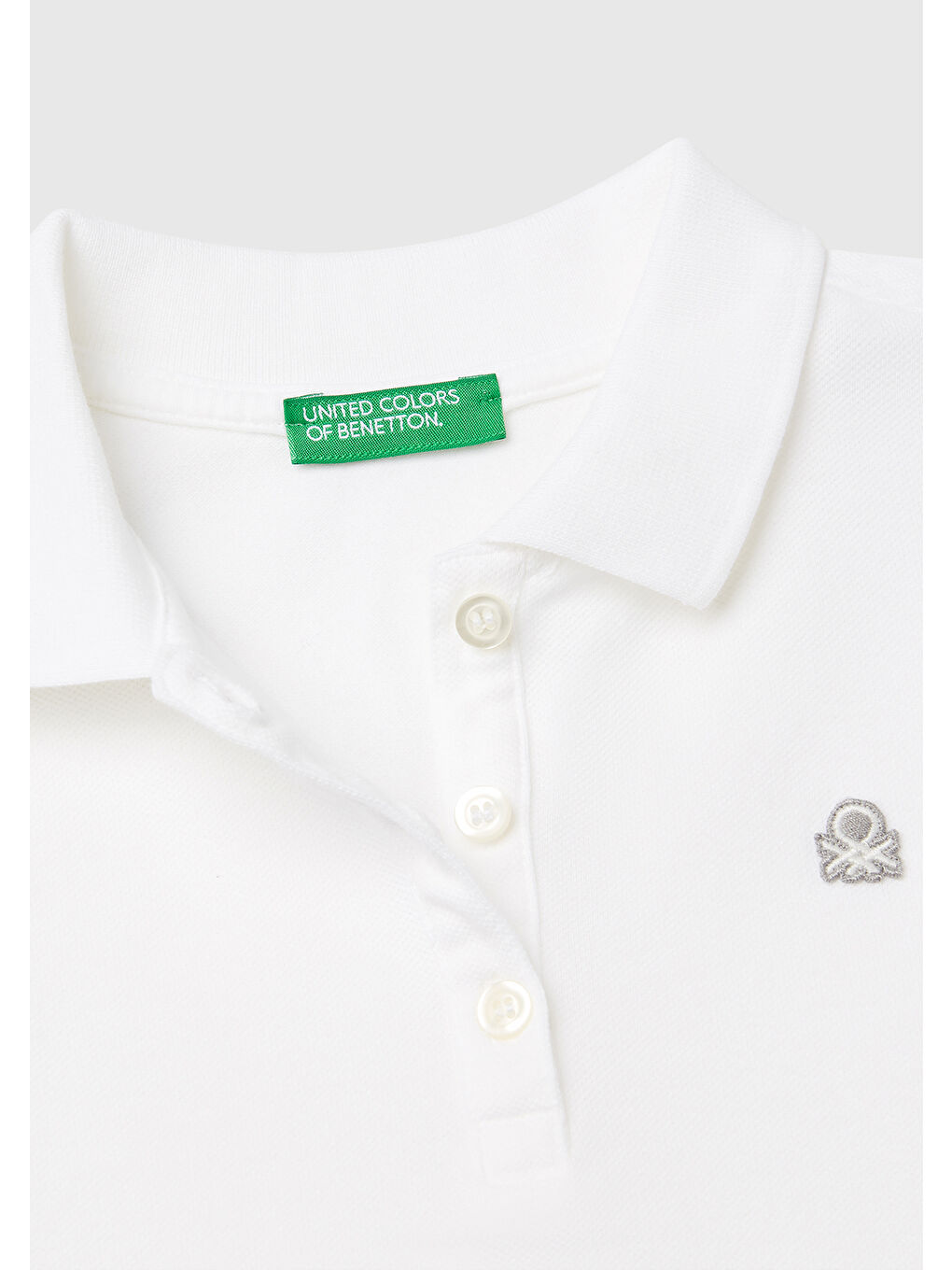 Kız Çocuk Beyaz Logolu Pike Polo Tişört-2