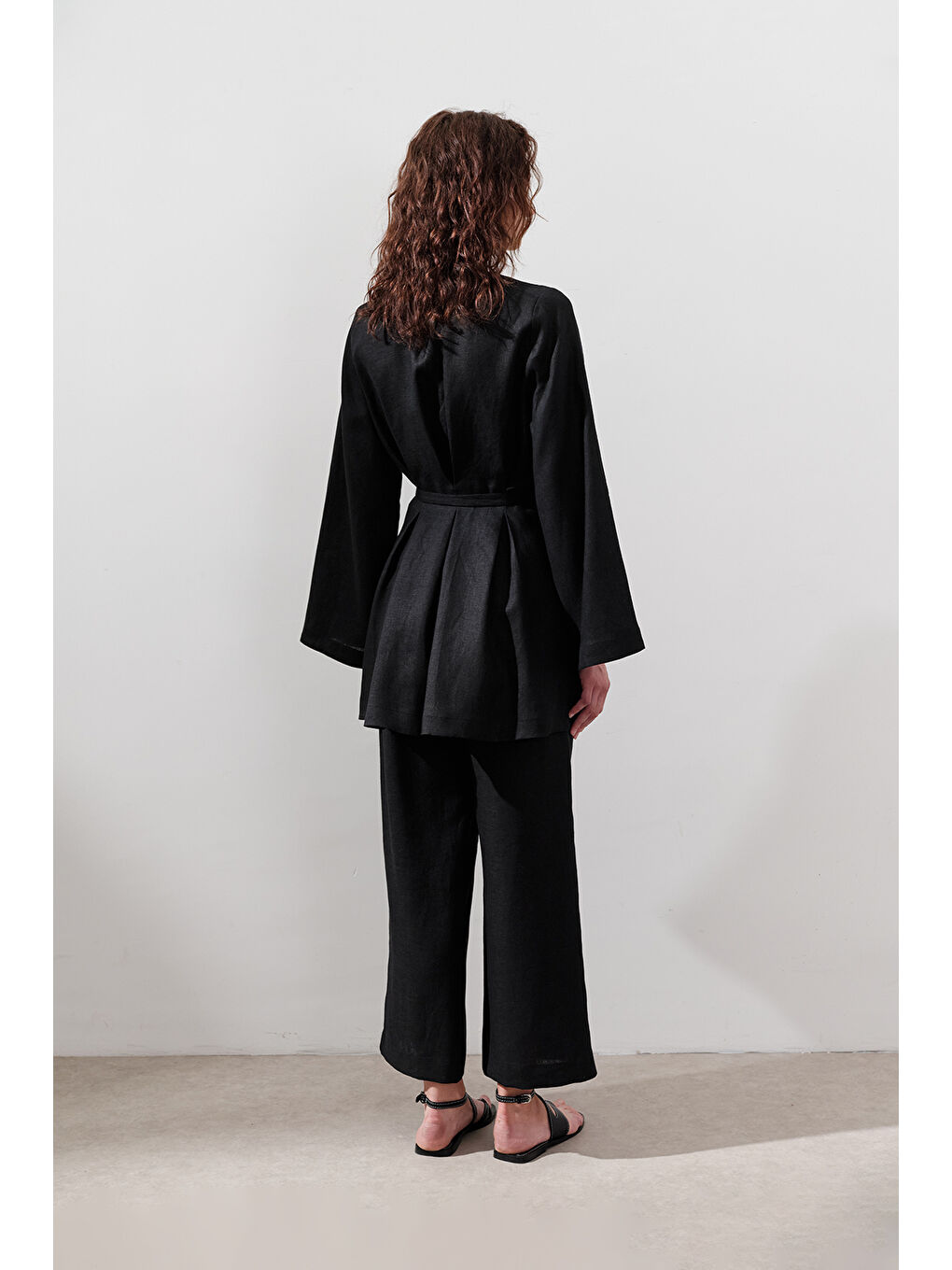 Keten Pensli Tunik Siyah-5