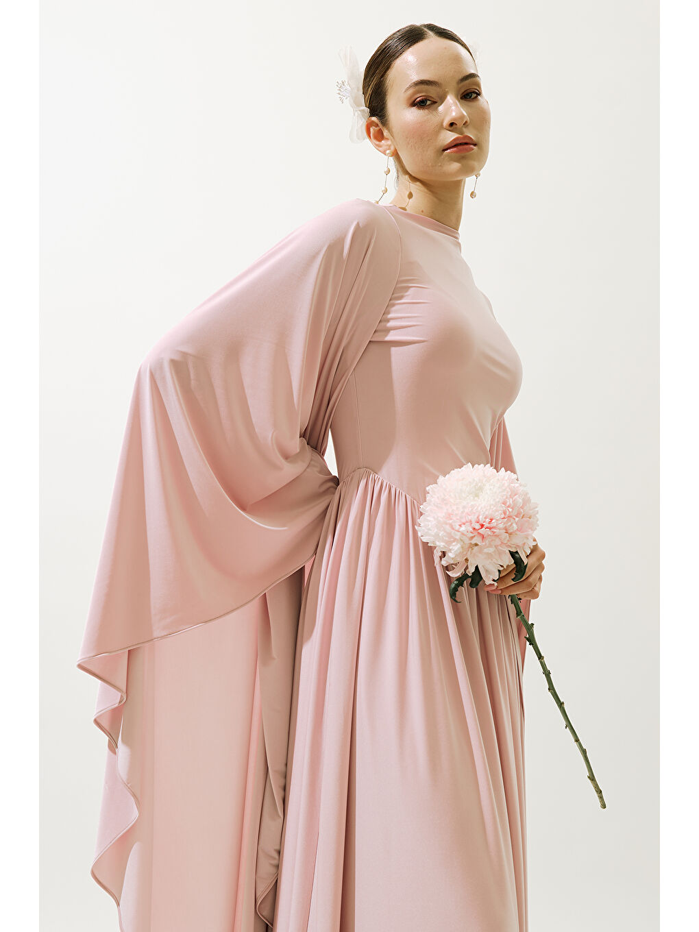 Pembe Helsa Abiye Elbise Pudra