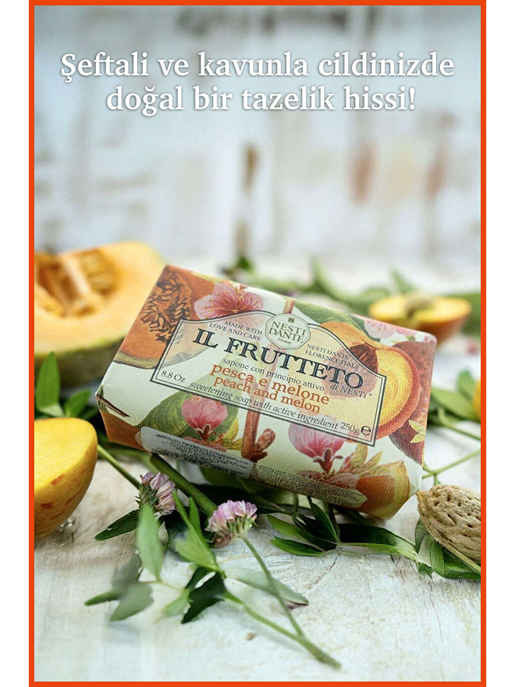 Il Frutteto Peach & Melon Katı Sabun 250gr | Nemlendirici Ve Canlandırıcı | Şeftali Ve K-4