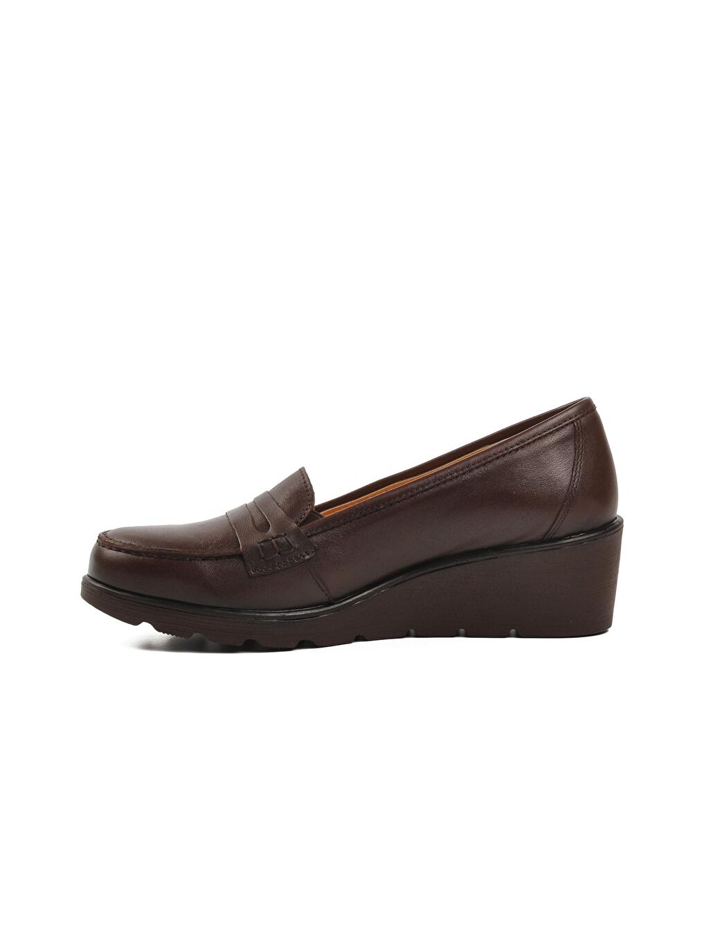 Kahverengi Kahve Hakiki Deri Kadın Klasik Ayakkabı 04067-1