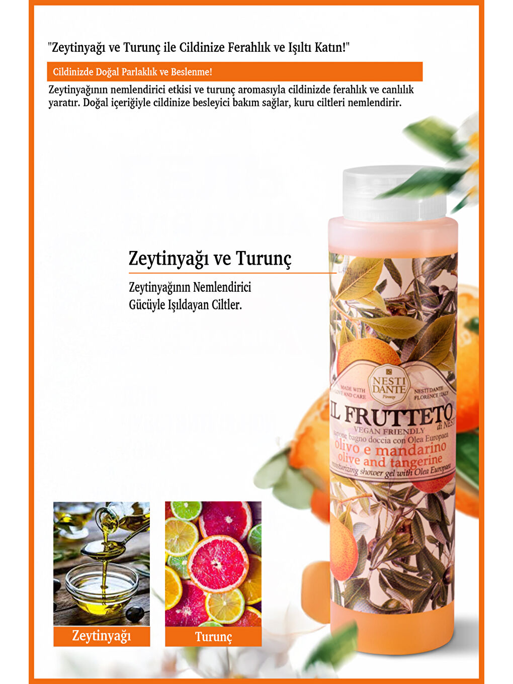 Il Frutteto Olive Tangerine Duş Jeli 300ml| Canlandırıcı Bakım | Turunçgil Zeytinyağı-2