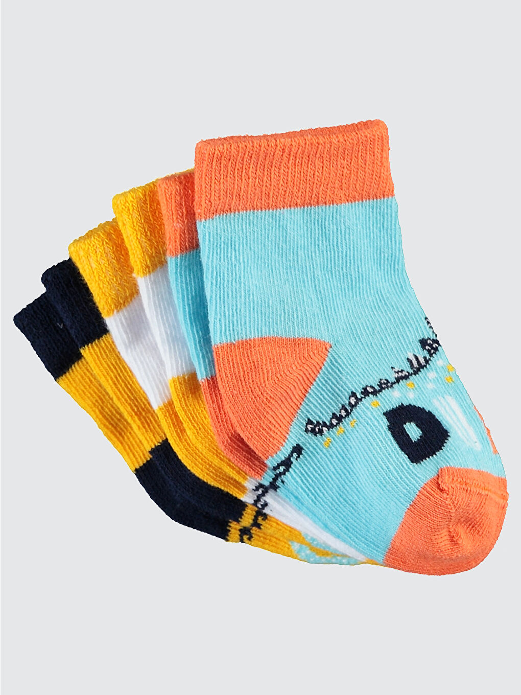 Erkek Bebek 3'lü Çorap Set 6-18 Ay Turuncu-1