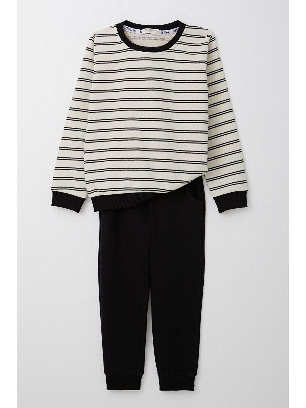 Erkek Bebek   Eşofman Takım Çizgili Cepli Ekru (1-4 Yaş)-2