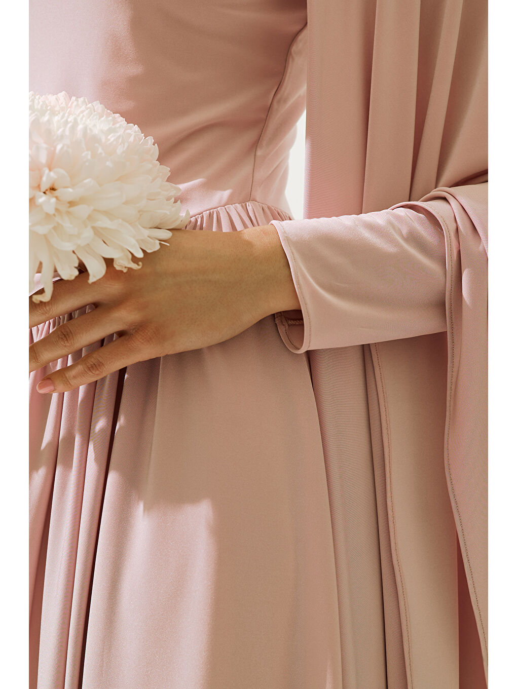 Pembe Helsa Abiye Elbise Pudra-6