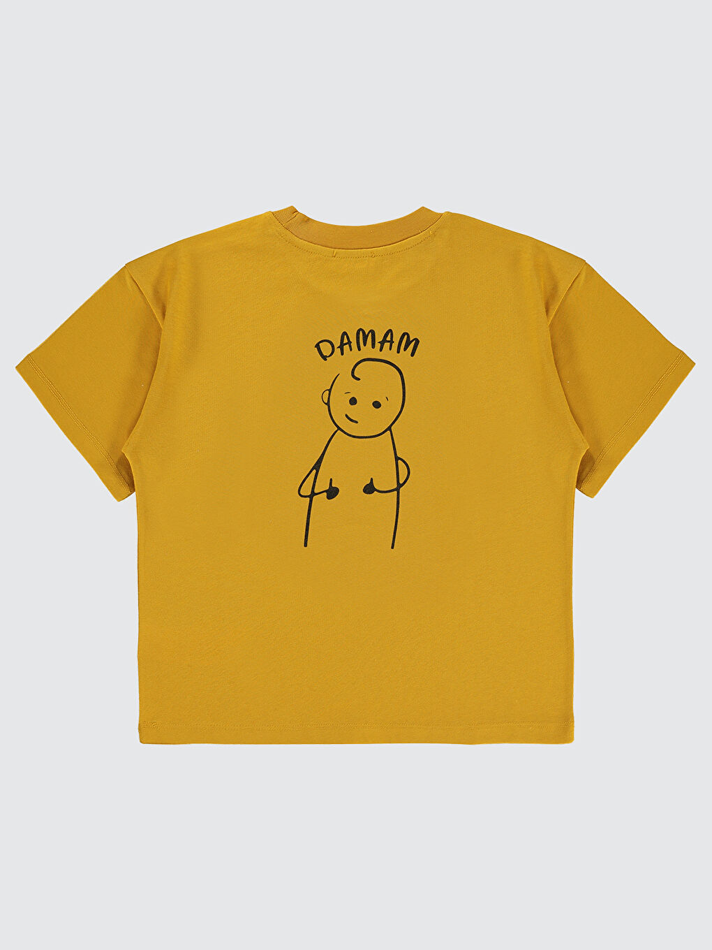 Kahverengi Mivil Oversize Çocuk Tişört 6-9 Yaş Hardal-1