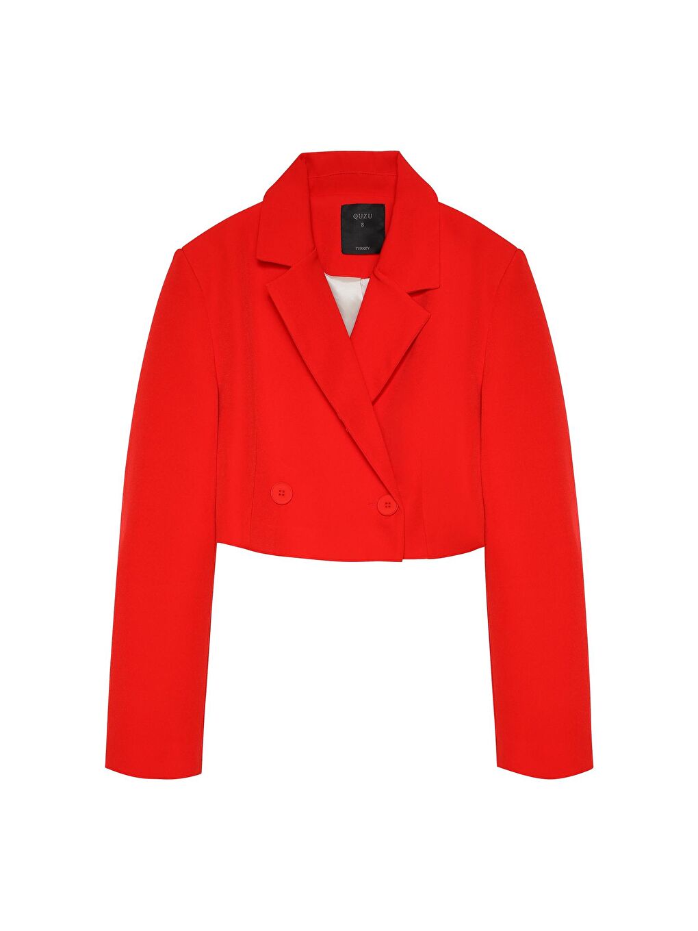 QUZU Kruvaze Crop Blazer Ceket Kırmızı - 1