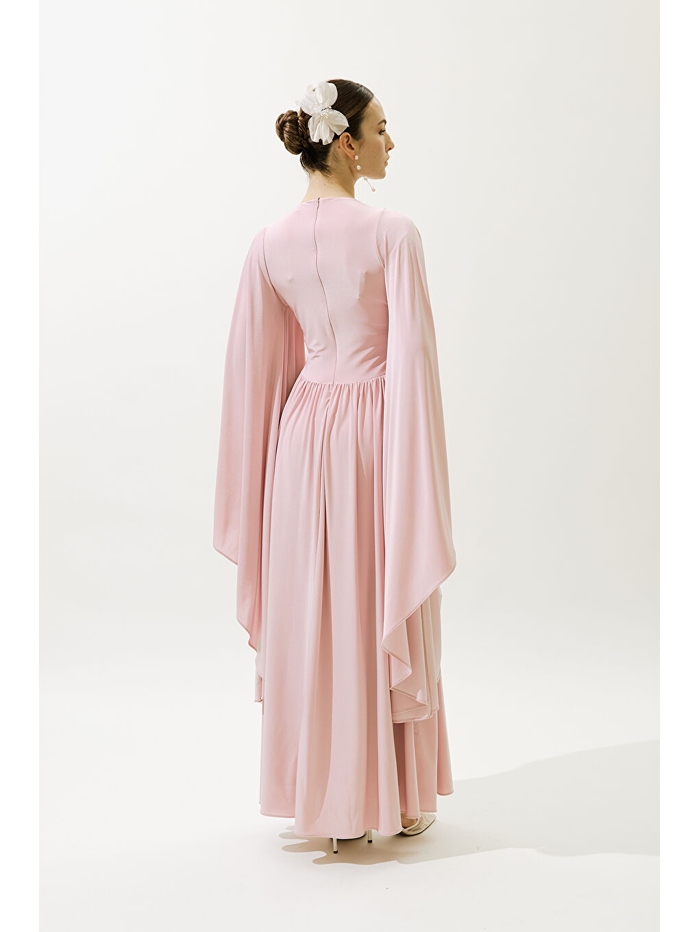 Pembe Helsa Abiye Elbise Pudra-7