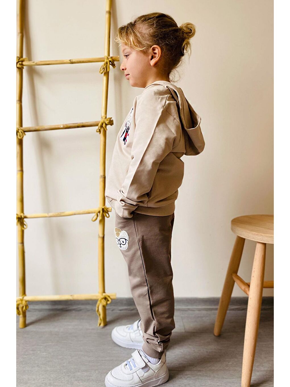 Erkek Bebek Eşofman Takım Havalı Ayıcık Nakışlı Bej (1.5 Yaş)-2