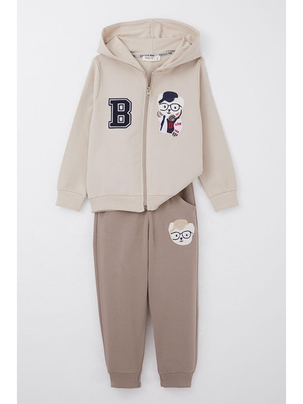 Erkek Bebek Eşofman Takım Havalı Ayıcık Nakışlı Bej (1.5 Yaş)-4