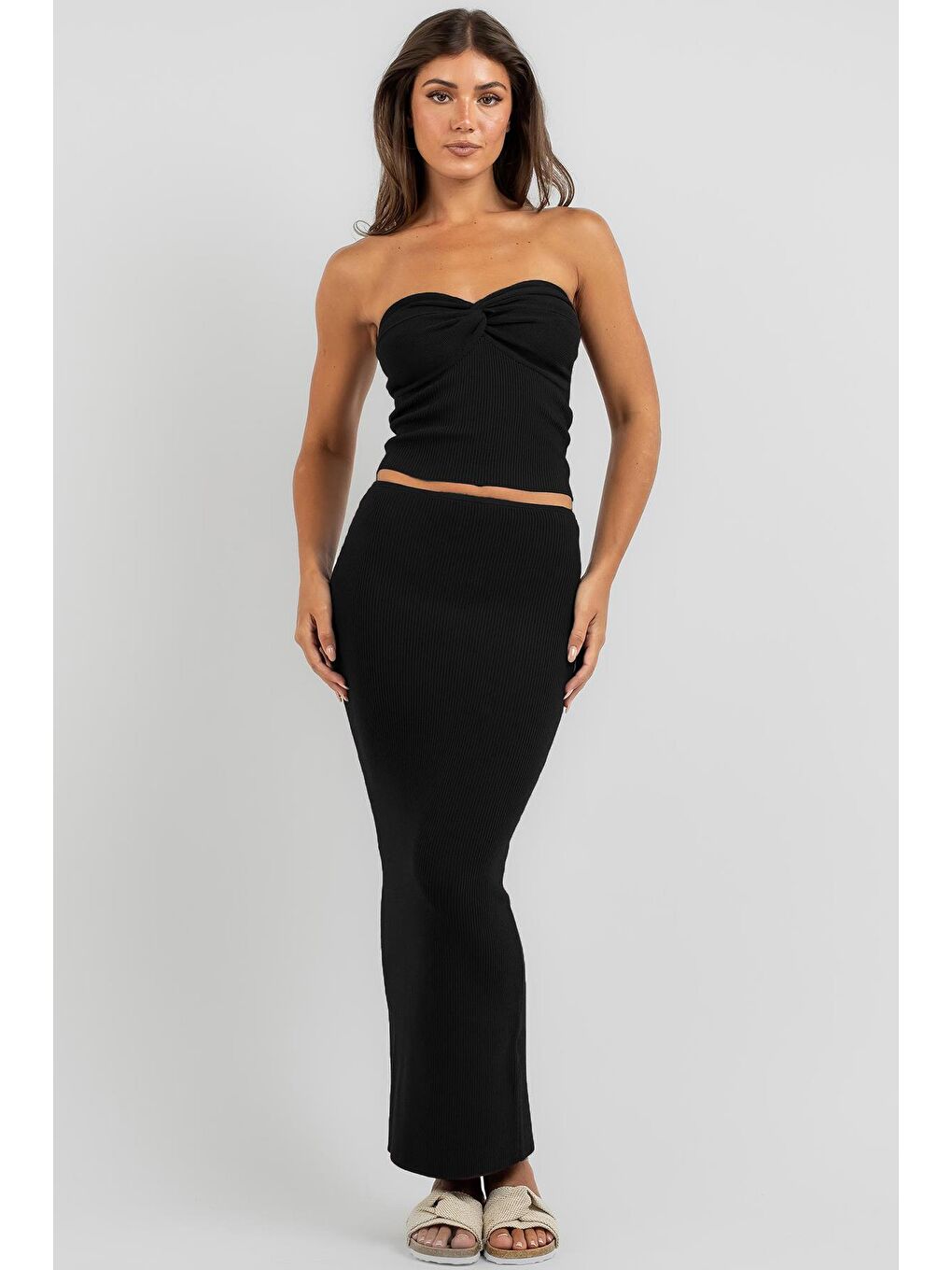 Siyah Basic Uzun Triko Etek Mg1813