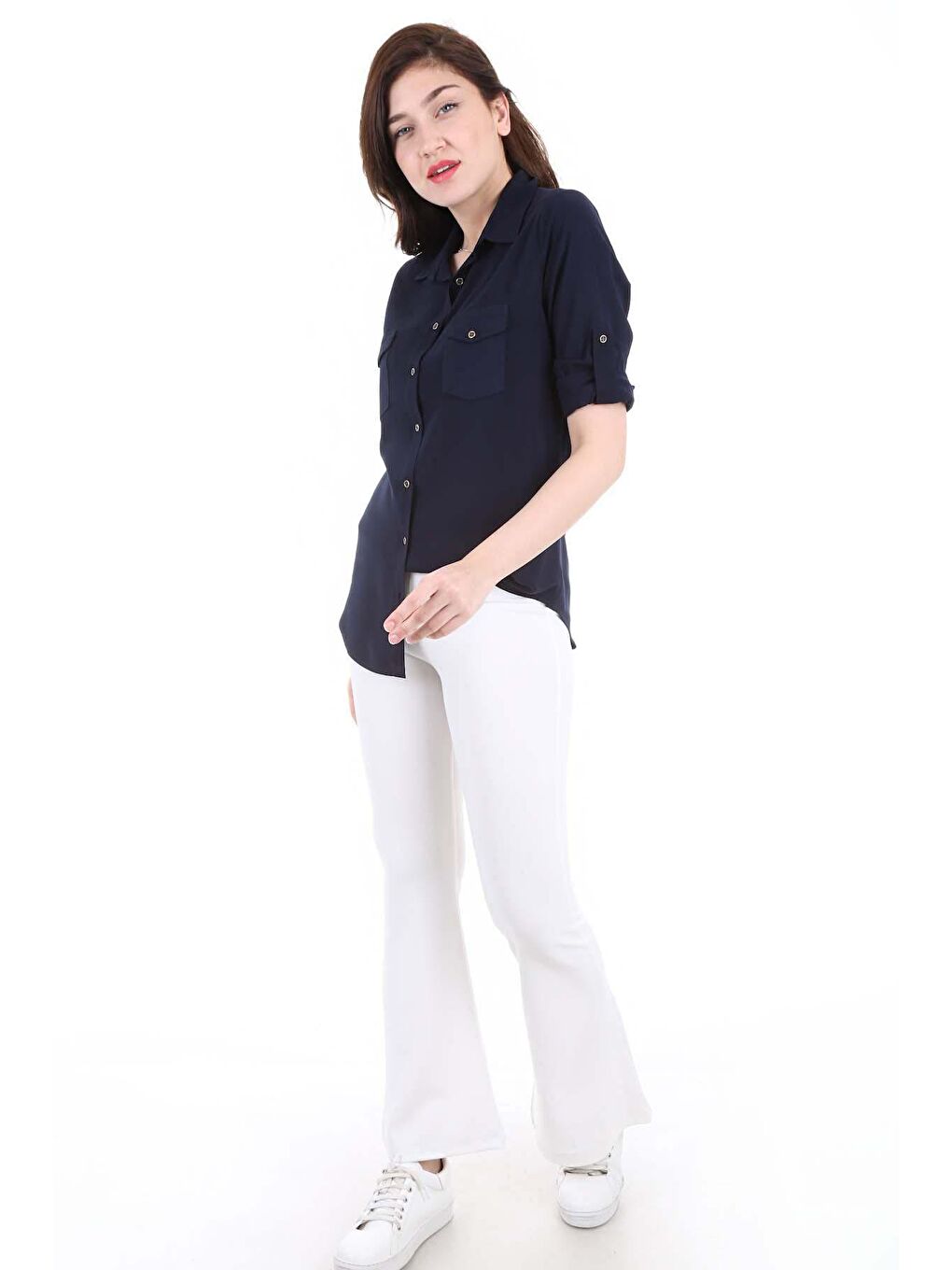 3428 ÇİFT KAPAK CEPLİ GÖMLEK - Lacivert-3