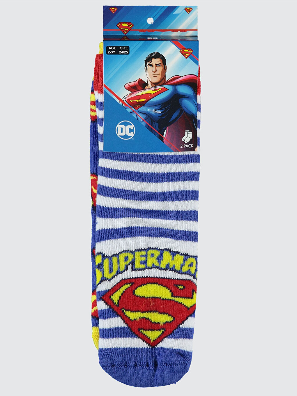 Superman Erkek Çocuk 2'li Havlu Çorap 2-12 Yaş Sarı-1