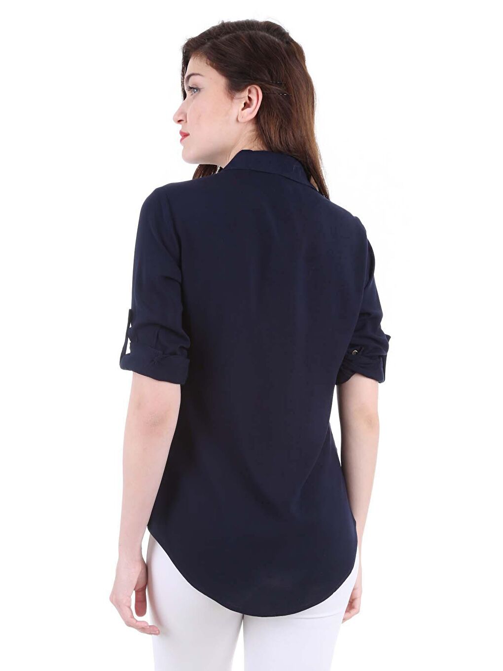 3428 ÇİFT KAPAK CEPLİ GÖMLEK - Lacivert-4