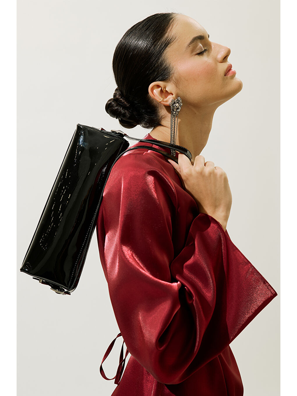 Prizma Form Rugan Çanta Siyah-1