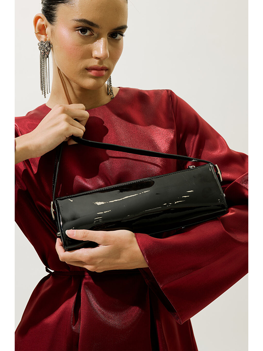 Prizma Form Rugan Çanta Siyah-2