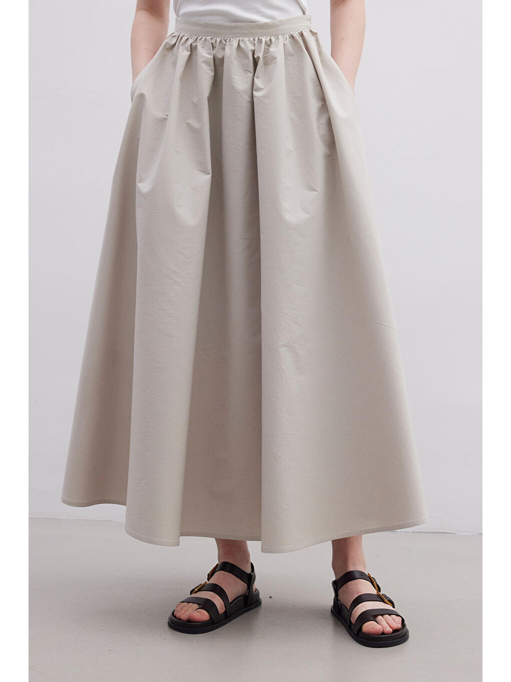 Bej Volanlı Premıum Etek Taş-5