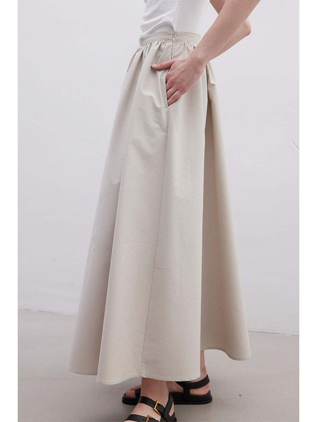 Bej Volanlı Premıum Etek Taş-6