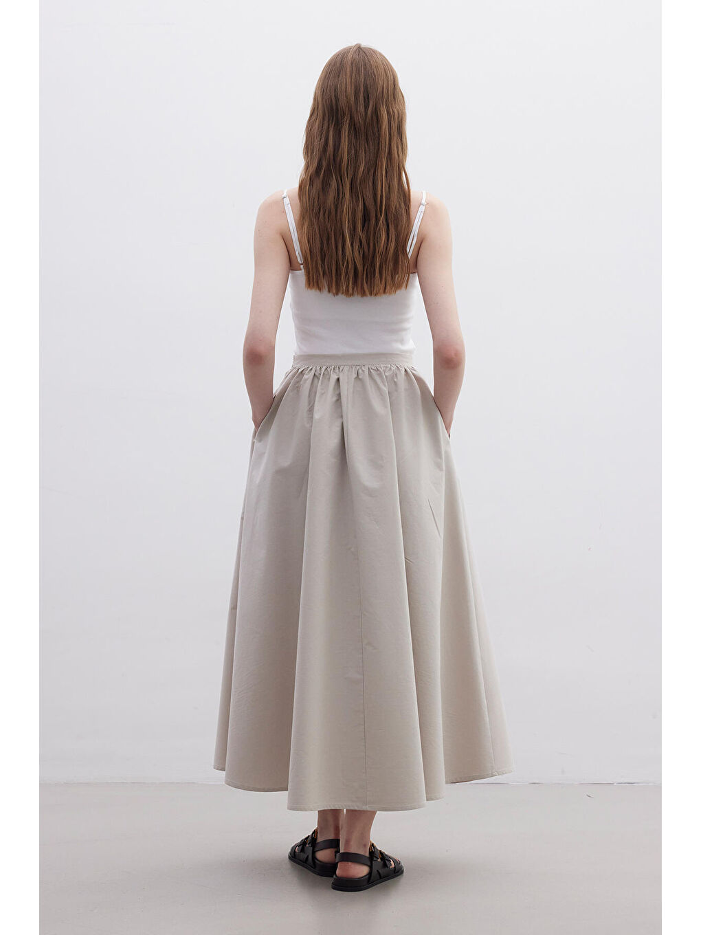 Bej Volanlı Premıum Etek Taş-7